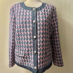 Talbots Pink and Blue Denim Tweed Jacket